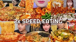 Satisfying Ramyeon Spicy Noodle Soup Mukbang | ASMR 2x Speed Eating Show 