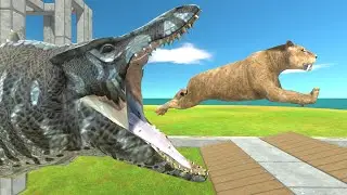 Animals passing through the Mosasaurus cage - Animal Revolt Battle Simulator
