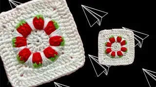 How to Crochet Strawberry Granny Square #granny_square #corchet