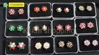 Red stone, green stone, Black stone, purple color stone, Fancy stone stud collections available. #