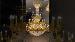 Oversized Luxury Brass Candle Tiered Crystal Chandelier