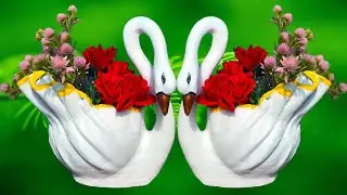 DIY-Incredible Way to Make Cute Swan Cement Pot at Home -Cement