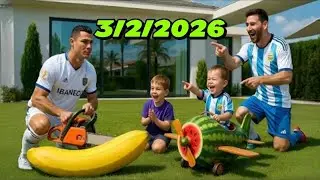 Ronaldo⚓✅ Jr vs Messi Jr: The CRAZIEST Banana vs Watermelon Race Ever! 1 million view 100K subscribe