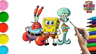 How to Draw Cute SpongeBob SquarePants  Mr. Krabs 🦀 & Squidward Tentacles 🐙 | Easy Drawing for Kids