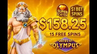 $100 Super Scatter Pays BIG! $158.25 Win in 15 Free Spins &ndash; Gates of Olympus