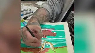 New Friends &ndash; Watercolor Painting | Hippo & Bird | Procreate Sketch to Traditional Art