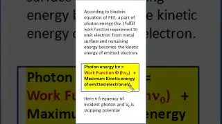Eng PEE 02, Einstein equation Photoelectric effect, photon energy, work function, stopping potential