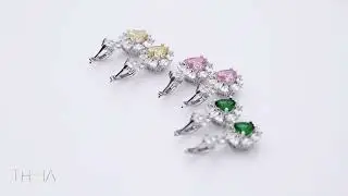Heart Colorful CZ Dangle Earrings Wholesale 925 Silver Jewelry