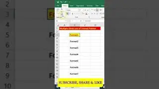 Format painter multiple cells excel | excel tutorial | #shorts