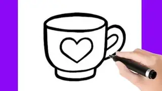 How to draw cute coffee Cup Drawing, simple drawing step by step for kids
