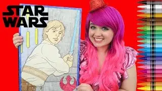 Coloring Luke Skywalker Star Wars GIANT Coloring Page Crayons | COLORING WITH KiMMi THE CLOWN