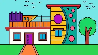 Realistic house drawing easy/ beautiful house Drawing colour/ घर का चित्र बनाना सीखें / घर का चित्र 