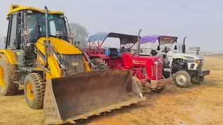 #jcb3dx437 Jcb working mood || and Mahindra tractor work and new Eicher tractor working mood 😎😎😎