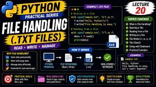 Python File Handling (.txt) | Read, Write & Append Files | Lecture 20