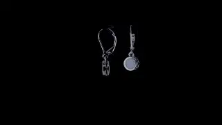 Small White Opal Round Circle Dangle Leverback Earrings .925 Silver
