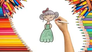 How To Draw cute Girl Drawing, Painting & Coloring For Kids and Toddlers_ Child Art 🐋🌈🎨