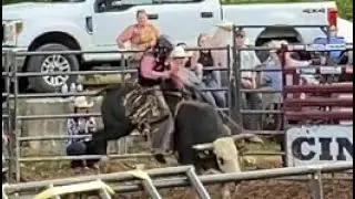 Bull riding at the rodeo at Putnam County Fair 2023