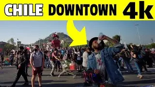 Chile Downtown 4K | Walking into the unrest
