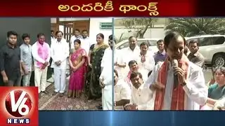 CM KCR Congratulates Pasunuri Dayakar | Warangal By-Poll Victory - V6 News