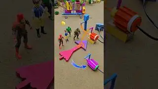 Mini water pump science project with big large arrow shape red,purple concrete & mixer diy tractor