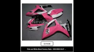 Pink and White Black Factory Style - GSX-R600 06-07 Fairing Kit