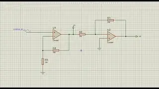 Circuito con Dos Amplificadores Operacionales, inversor y no inversor con realimentación negativa.
