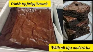 crinkle top fudgy brownie 😋(with egg) recipe ,with and without oven