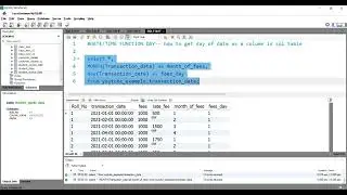 SQL DATETIME FUNCTION DAY | How to get day of the date as a new column in SQL table | #DAYINSQL