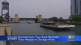 Architecture Tour Boat Rescues Two People In Chicago River