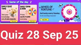 Daily Amazon Quiz Time/Wheel Of Fortune Spin and win/Download Pi Use Referal sunilksaini 28 Sep 25