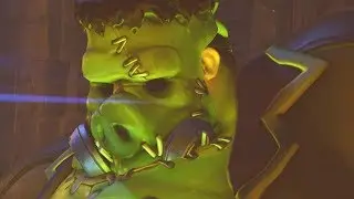 Overwatch - JUNKENSTEIN'S MONSTER Legendary Roadhog Skin Gameplay (Halloween Terror Event)