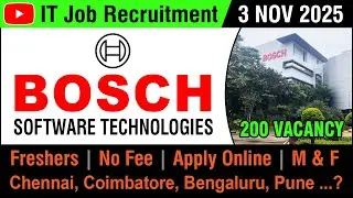 IT JOB | BOSCH Global Software Tech | Recruitment | 3 NOV 2025 | Chennai, Coimbatore | in Tamil