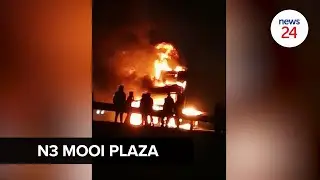 WATCH | Violent protest erupts on the N3 toll at Mooi Plaza with trucks set alight