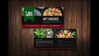 Restaurant / Food Gift Card | Voucher Design | Photoshop Tutorial