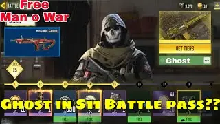 Ghost in season 11 battle pass cod Mobile | Free man o war Cardinal skin