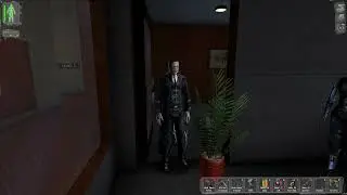 Walton Simons demonstrates proper office etiquette at UNATCO HQ