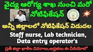 Latest Medical Notification at all district's in AP/Staff nurse/Lab technician/Data entry operator's