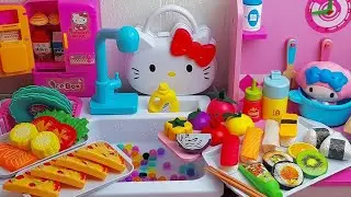 DIY Hello Kitty Pink Kitchen ASMR | Cutting and making mini food | Squishy Sanrio