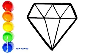💎🌈 Draw Colorful Diamond with Colors & Circles 🎨🦈 | Learn Colors + Baby Shark Song | Yup Yup Go