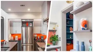 75 Gray Floor Kitchen With Orange Backsplash Design Ideas You'll Love ♡