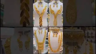 Arabic gold Bridal necklace set designs #gold #necklace #goldjewelry #trending #shorts