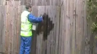 GraffitiHotline Ghosting Remover for a wooden fence