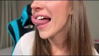 Spit painting and mouth sounds ASMR! Licking lens! Magic tongue wave!