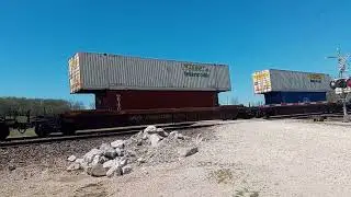 NS 4308 BNSF  5468 leading Stack Intermodal Piggyback going By Ethel MO
