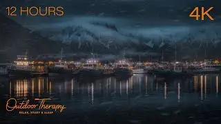 Boat Harbor Hush | Relaxing Howling Wind & Blowing Snow Ambience | 12 HOURS | SLEEP | STUDY