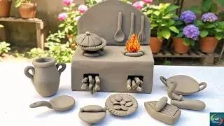 Handmade kitchen set making with clay 
