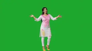 Woman Enjoying Holi Green Screen | Color Splash Video Footage