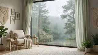 Relaxing Rain Rain Sounds for Sleeping Minimalist Room with Forest View Sleep Instantly 🌧️