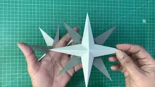 Easy way to make 3D 8-pointed paper star Ornament Christmas DIY @diyhandmadeartcraft #diy #cristmas 