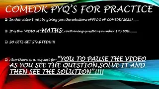 COMEDK 2021 MATHS PYQ'S #comedk2022@KEEPUPGYAN#pyqs